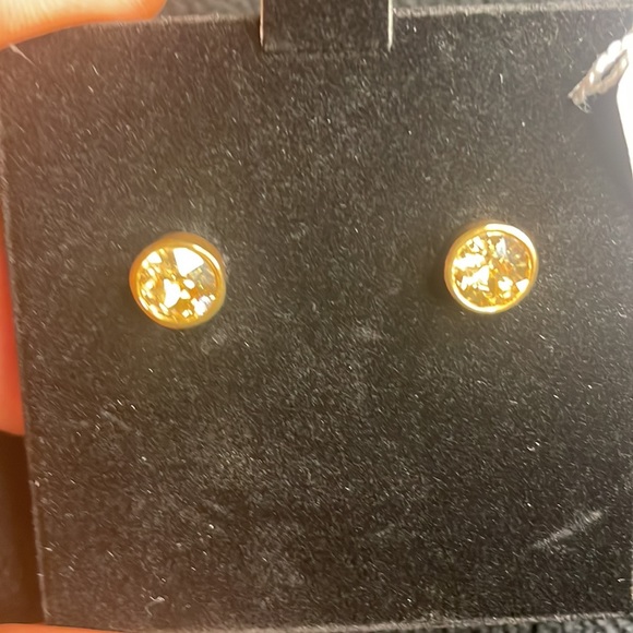 Amber Swarovski Crystal earrings studs gold plated NWT - Picture 4 of 6